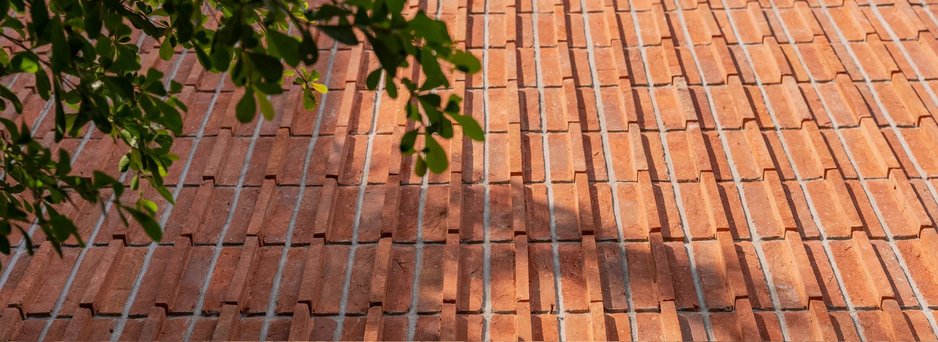 Architectural brickwork showing texture and light